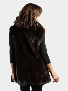 Woman's Mahogany Mink Fur Vest Reversible to Nappa Lamb Leather