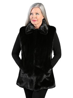 Woman's Ranch Mink Fur Vest Reversible to Nappa Lamb Leather