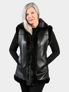 Woman's Ranch Mink Fur Vest Reversible to Nappa Lamb Leather