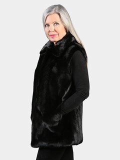 Woman's Ranch Mink Fur Vest Reversible to Nappa Lamb Leather