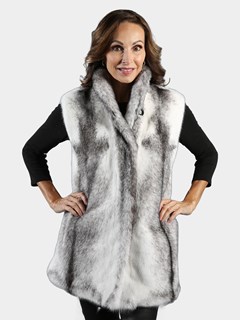 Woman's Black Cross Mink Fur Vest Reversible to Rain Taffeta