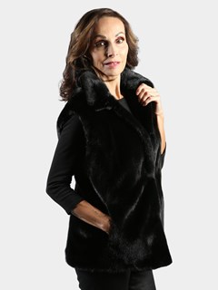 Woman's Ranch Mink Fur Vest Reversible to Nappa Lamb