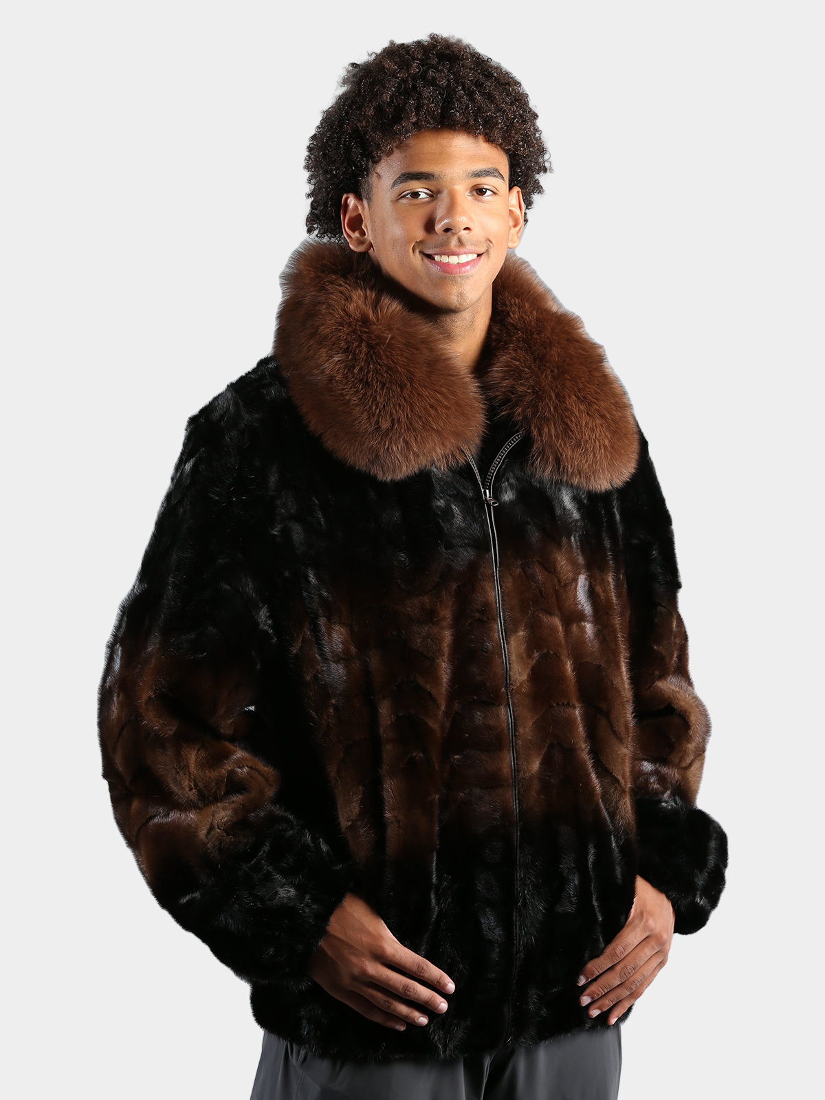 Man's Brown Degrade Mink Fur Jacket