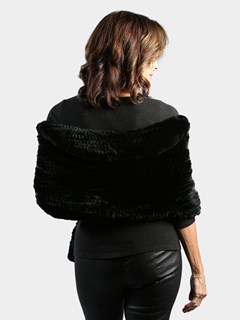 Woman's Black Rex Rabbit Knitted Fur Stole