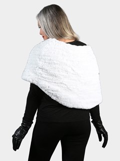 Woman's White Rex Rabbit Knitted Fur Stole