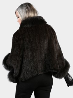 Woman's Black Knitted Mink Fur Cape