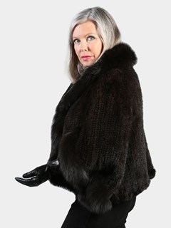 Woman's Black Knitted Mink Fur Cape