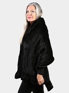 Woman's Black Knitted Mink Fur Stole