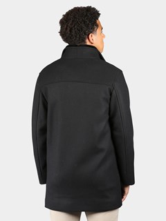 Man's Black Cashmere Wool 3/4 Coat