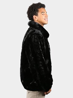 Man's Black Mink Section Fur Jacket