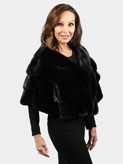 Woman's Black Mink Three Tier Fur Stole