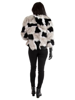 Woman's Black, Tan and White Fox Fur Jacket