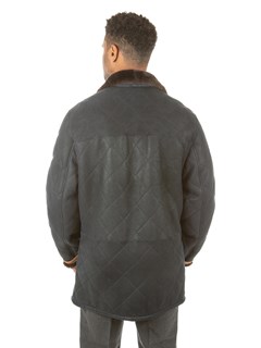 Man's Navy Quilted Shearling Lamb Jacket