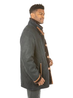 Man's Navy Quilted Shearling Lamb Jacket