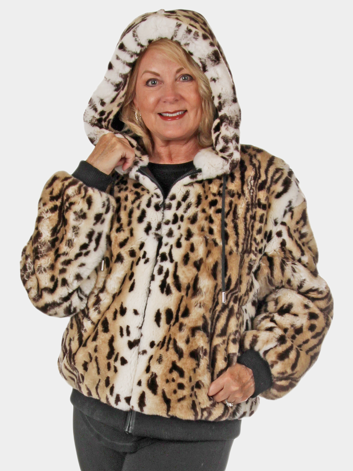 Rex Rabbit Fur Jacket with Hood