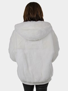 Woman's New White Rex Rabbit Fur Parka