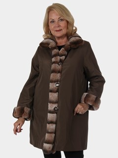 Woman's New Rain Taffeta Stroller Reversible from Beige to Brown