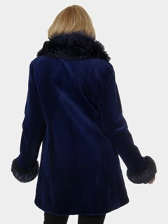 Woman's New Blue Sheared Mink Fur Stroller