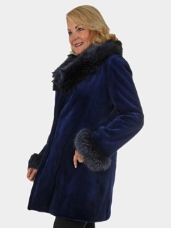Woman's New Blue Sheared Mink Fur Stroller