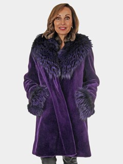 Woman's New Purple Sheared Mink Fur Stroller