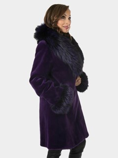 Woman's New Purple Sheared Mink Fur Stroller