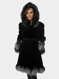 Woman's New Black Sheared Mink Fur Stroller