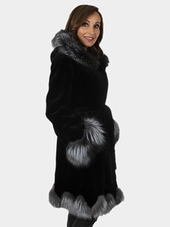 Woman's New Black Sheared Mink Fur Stroller