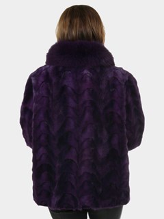 Woman's New Purple Sectioned Mink Fur Jacket