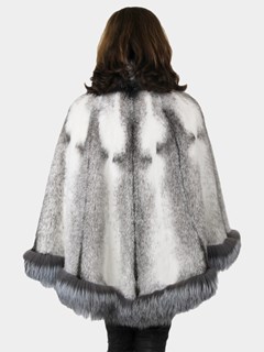 Woman's Black Cross Mink Fur Cape