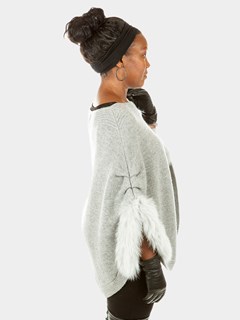 Woman's New Light Grey Knitted Poncho