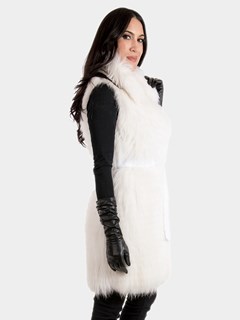 Women's White Finnish Raccoon Fur Vest