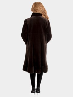 Women's Brown Sheared Mink Fur Coat