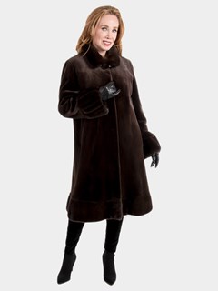 Women's Brown Sheared Mink Fur Coat