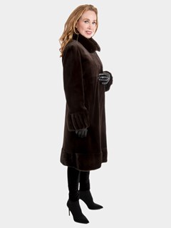 Women's Brown Sheared Mink Fur Coat