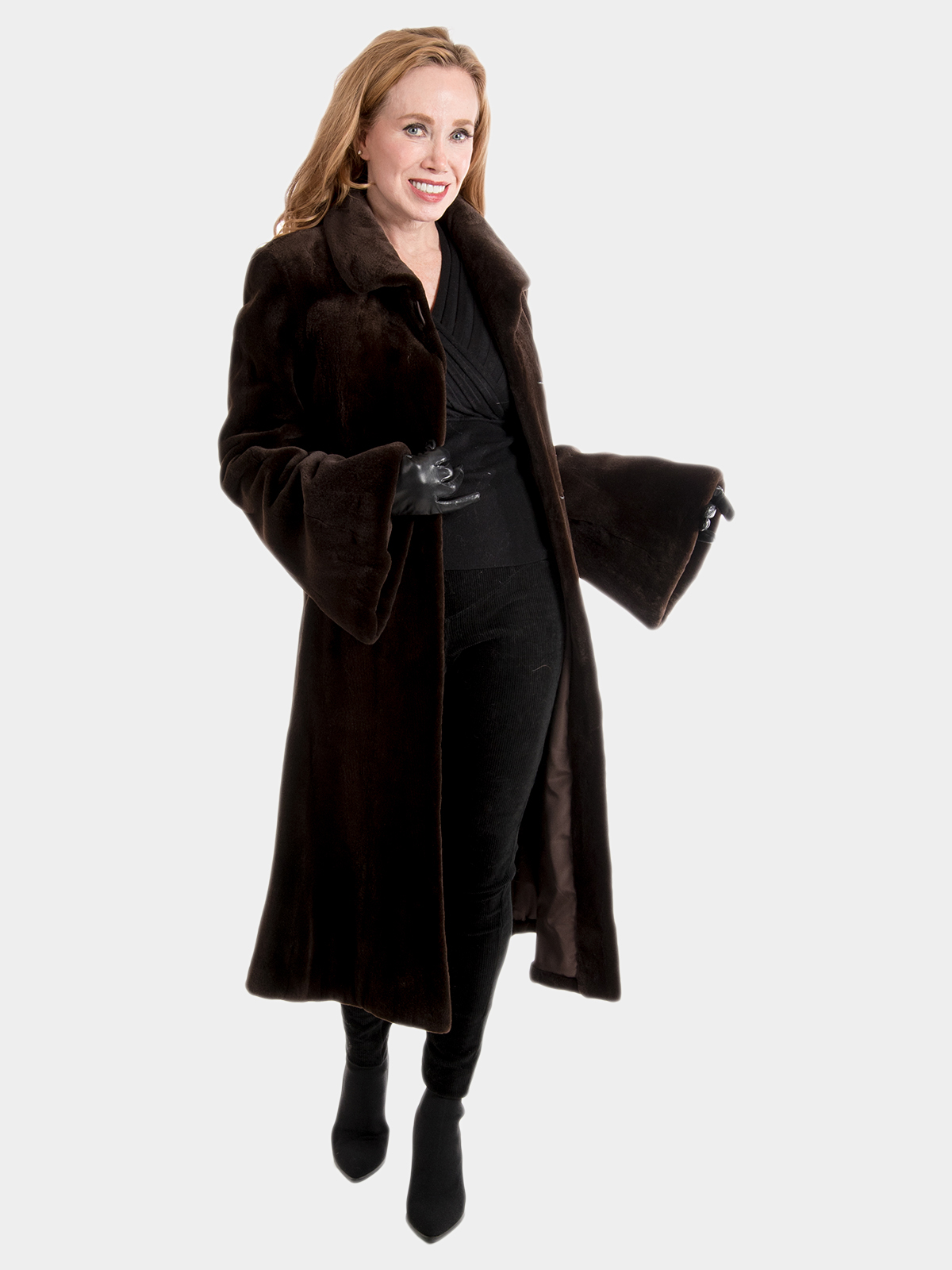Women's Brown Sheared Mink Fur Coat