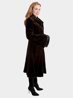 Women's Brown Sheared Mink Fur Coat