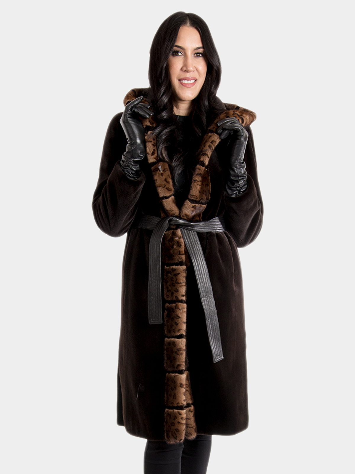 Women's Brown Sheared Mink Fur Coat