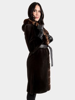 Women's Brown Sheared Mink Fur Coat