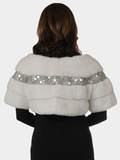 Woman's New Carolyn Rowan White Clarissa Mink Fur Bolero Jacket