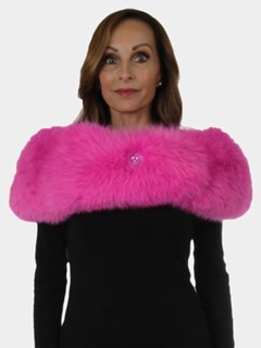 Woman's New Carolyn Rowan Hot Pink Fox Fur Shoulder Stole