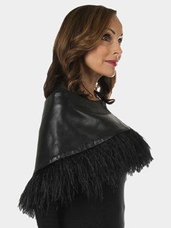 Woman's New Carolyn Rowan Black Robie Leather Stole