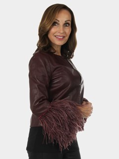 Woman's New Carolyn Rowan Burgundy Maxwell Lamb Leather Jacket