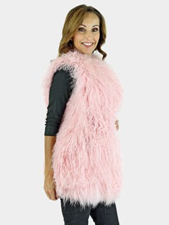 Woman's Pink Tibetan Lamb Fur Vest