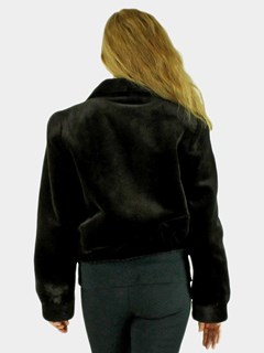 Woman's Brown Sheared Mink Fur Jacket Reversible to Rain Fabric