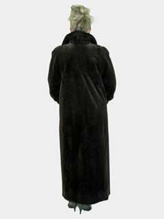 Woman's Brown Sheared Mink Fur Coat Reversible to Rain Fabric