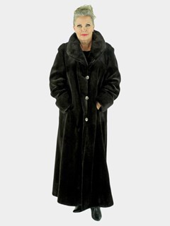 Woman's Brown Sheared Mink Fur Coat Reversible to Rain Fabric