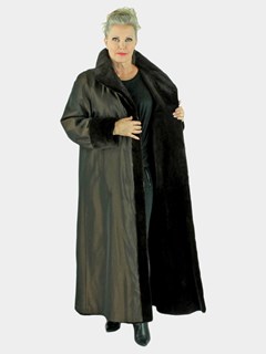 Woman's Brown Sheared Mink Fur Coat Reversible to Rain Fabric