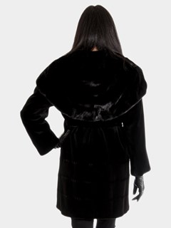 Women's Black Sheared Mink Fur Stroller