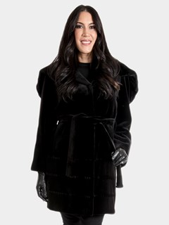 Women's Black Sheared Mink Fur Stroller