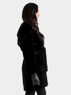 Women's Black Sheared Mink Fur Stroller